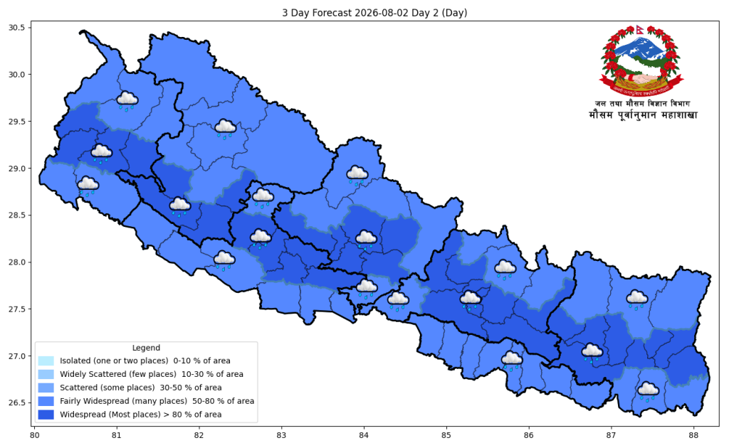 आगामी तीन दिन मनसुन सक्रिय, सतर्कता रहन आग्रह
